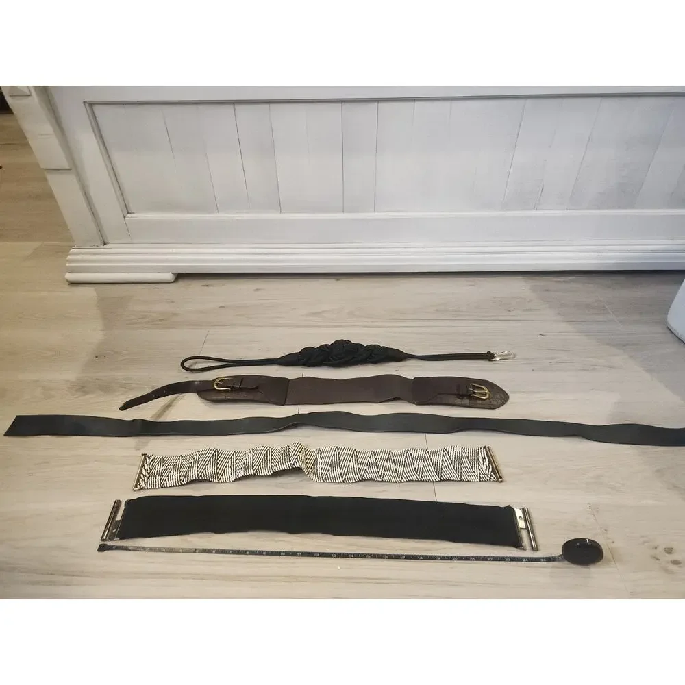 Vintage Lot of 5 Women's Fashion Belts Stretch Wide Rope Leather Mixed Styles